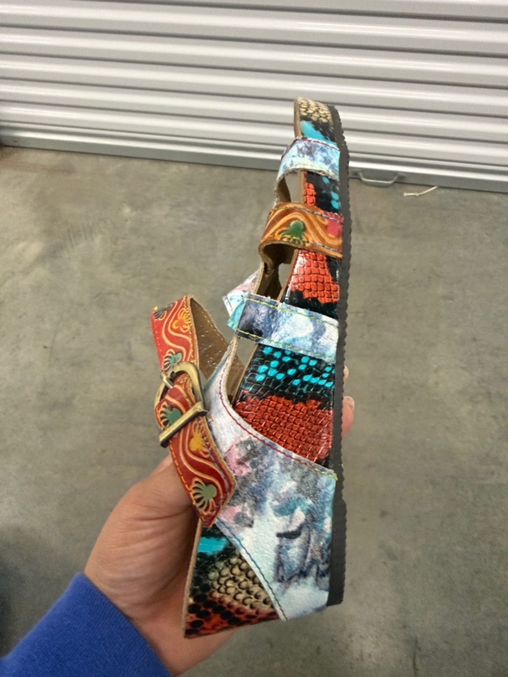 Spring Step L'Artiste Multicolor Blue and Red Patterned Strappy Sandal - Picture 5 of 5